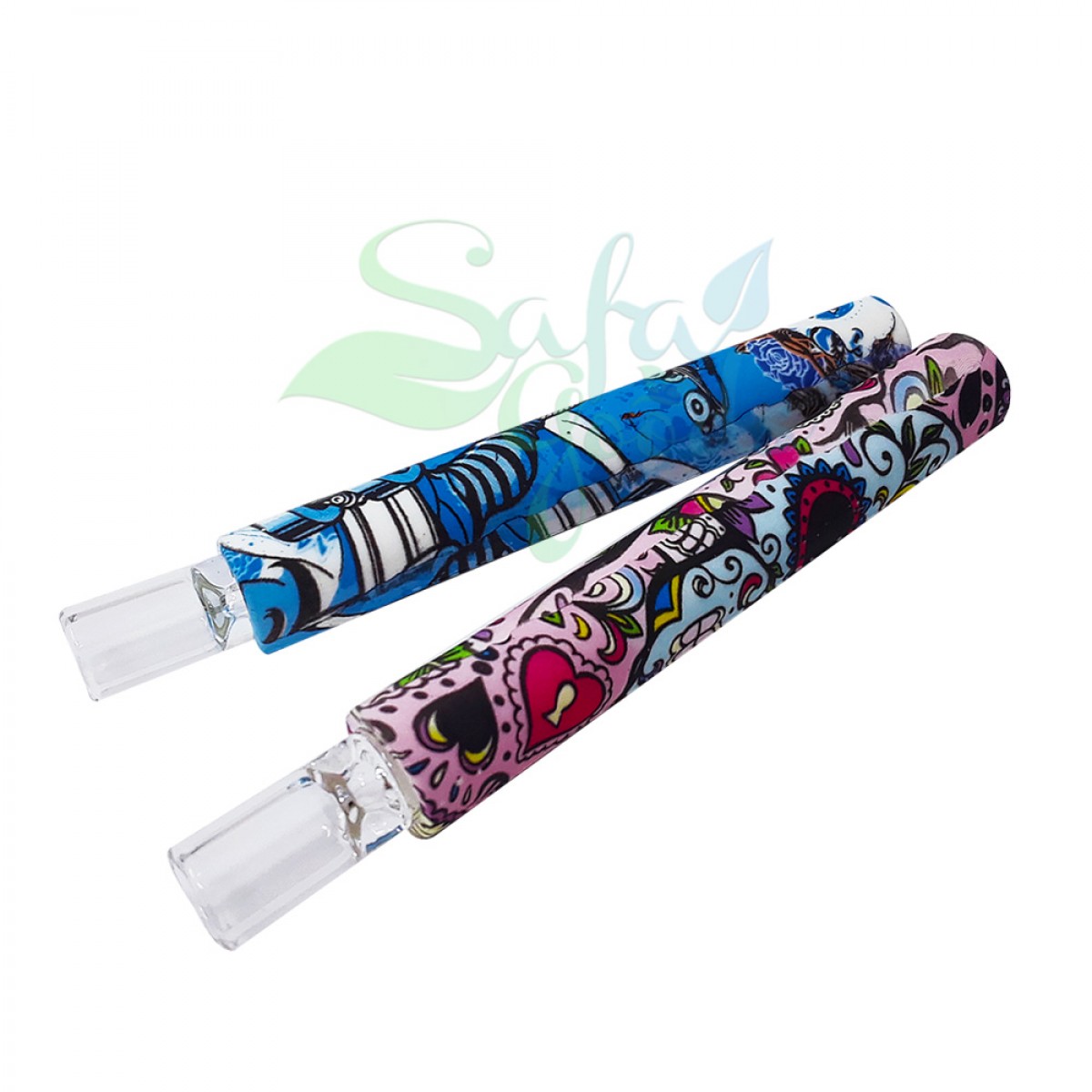Silicone Chillum to Straw with Print